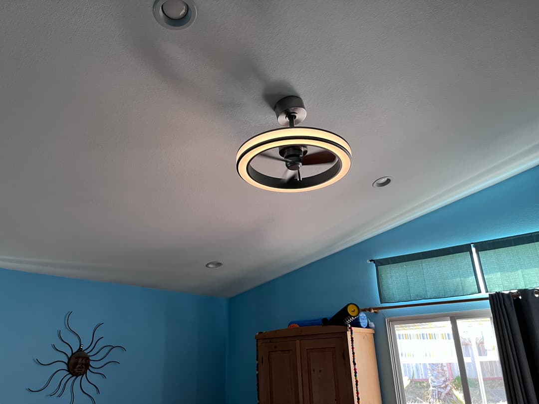 picture of a newly installed fan and light