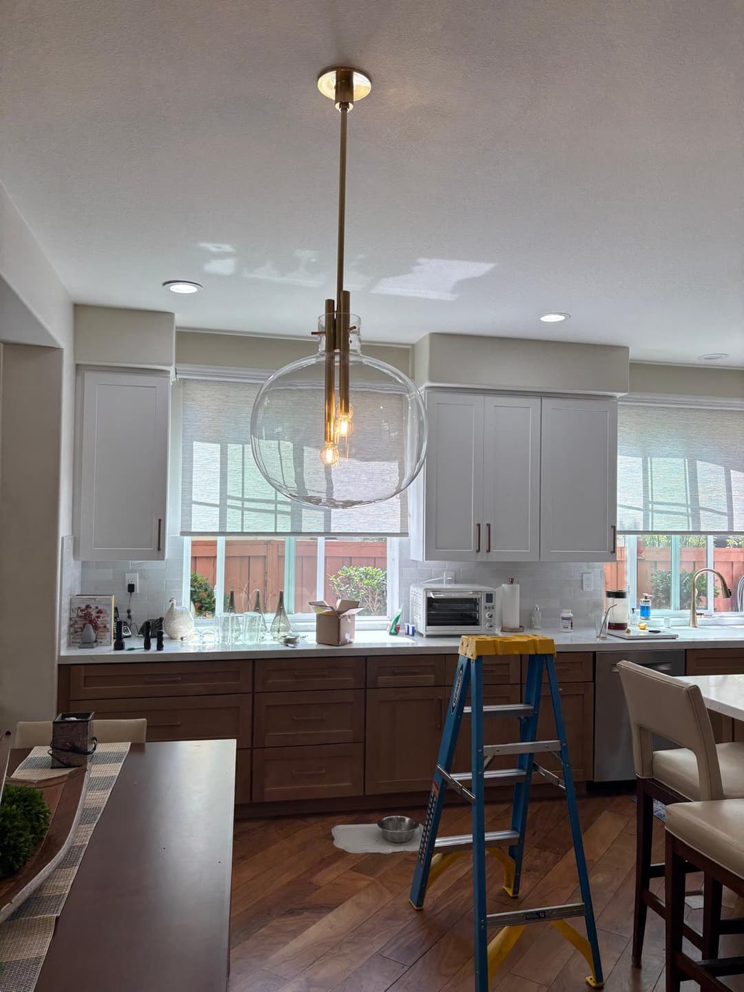 picture of newly installed lighting and light fixtures in a kitchen